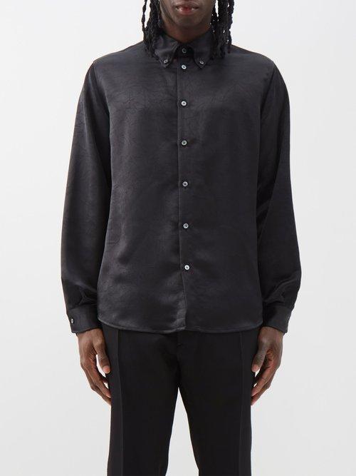 Mm6 Maison Margiela - Wrinkled Satin Shirt - Mens - Black