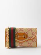 Gucci - 1955 Horsebit Small Gg Faux-raffia Shoulder Bag - Womens - Beige Multi