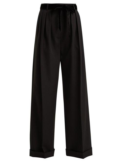 Matchesfashion.com Valentino - High Rise Wide Leg Wool Trousers - Womens - Black