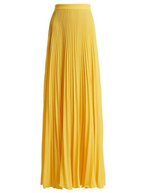Matchesfashion.com Adriana Degreas - Le Fleur Pleated Crepe Maxi Skirt - Womens - Yellow