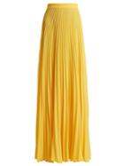 Matchesfashion.com Adriana Degreas - Le Fleur Pleated Crepe Maxi Skirt - Womens - Yellow