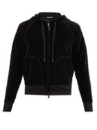 Tom Ford - Zipped Cotton-blend Velour Hooded Sweatshirt - Mens - Black