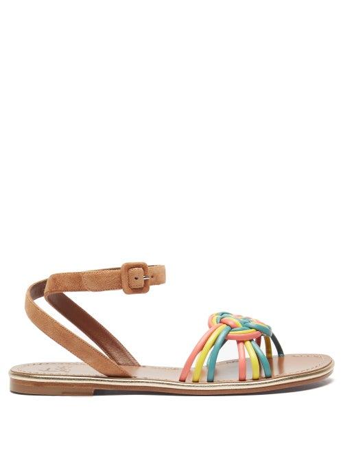 Matchesfashion.com Christian Louboutin - Ella Braided Leather Flat Sandals - Womens - Multi