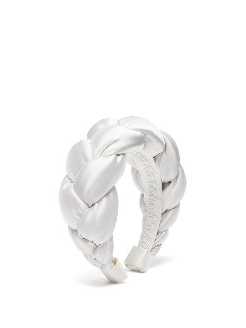 Matchesfashion.com Marta Ferri - Braided Silk Satin Headband - Womens - White