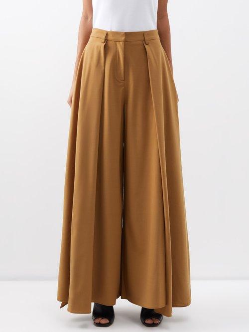 Palmer/harding Palmer//harding - Dissect High-rise Pleated Wide-leg Trousers - Womens - Camel