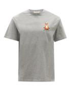 Matchesfashion.com Maison Kitsun - Lotus Fox-print Cotton-jersey T-shirt - Mens - Grey