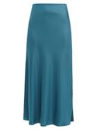 Matchesfashion.com Galvan - Valletta Bias-cut Satin Midi Skirt - Womens - Blue