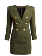 Matchesfashion.com Balmain - Double Breasted Cotton Canvas Dress - Womens - Khaki