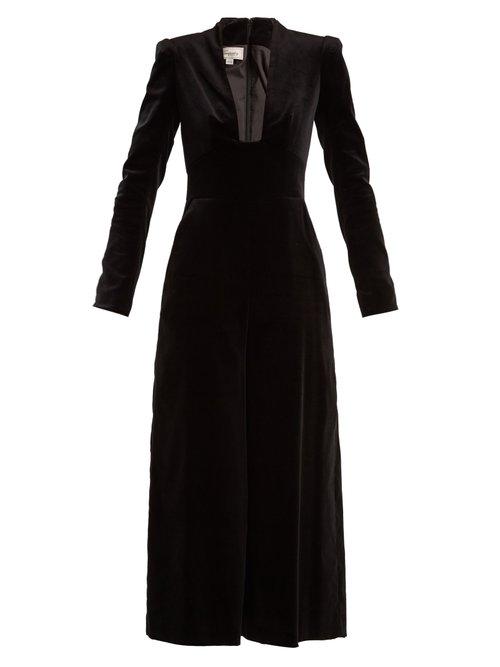 Matchesfashion.com Temperley London - Opus Cotton Blend Velvet Jumpsuit - Womens - Black