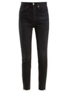 Matchesfashion.com Re/done Originals - Frayed Hem High Rise Skinny Jeans - Womens - Black