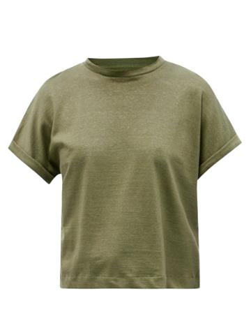 Ladies Lingerie About - Linen-blend Jersey T-shirt - Womens - Khaki