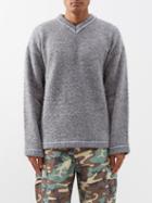 Erl - V-neck Washed Wool-blend Sweater - Mens - Grey