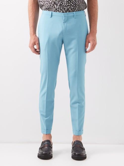 Paul Smith - Flat-front Wool-blend Suit Trousers - Mens - Light Blue