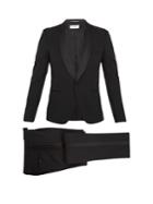 Saint Laurent Shawl-collar Satin-trimmed Wool Tuxedo