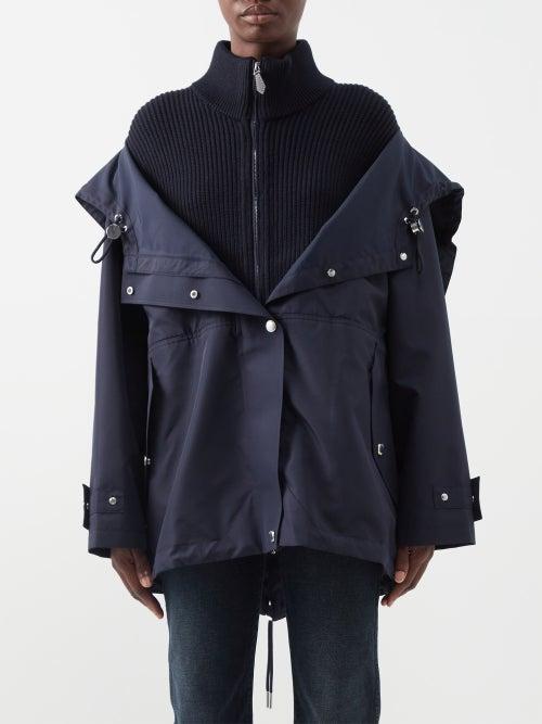 Burberry - Layered Hooded Shell Jacket - Womens - Dark Blue