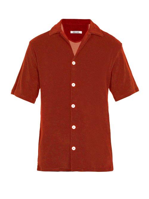 Matchesfashion.com Hecho - Cotton Terry Short Sleeve Shirt - Mens - Red