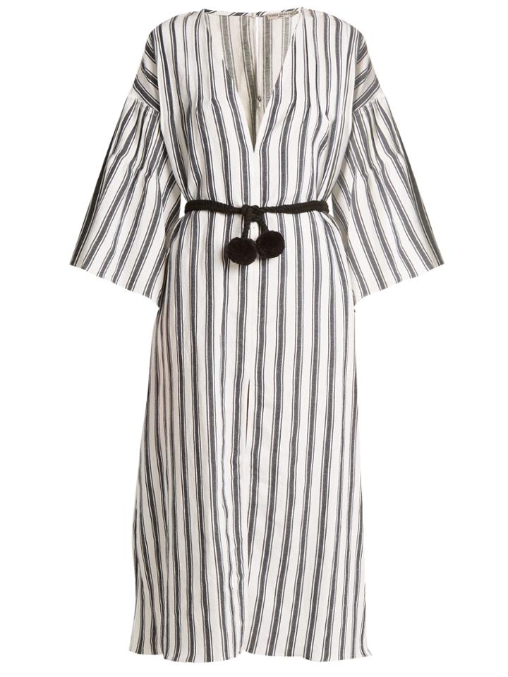 Three Graces London Elvira Striped Linen And Cotton-blend Dress