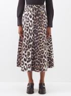 Ganni - Leopard-print Denim Skirt - Womens - Leopard Print