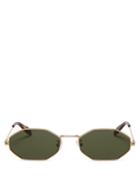 Matchesfashion.com Alexander Mcqueen - Octagonal Metal Sunglasses - Womens - Green Gold