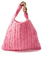 Jw Anderson - Chain-embellished Crocheted Shoulder Bag - Womens - Light Pink