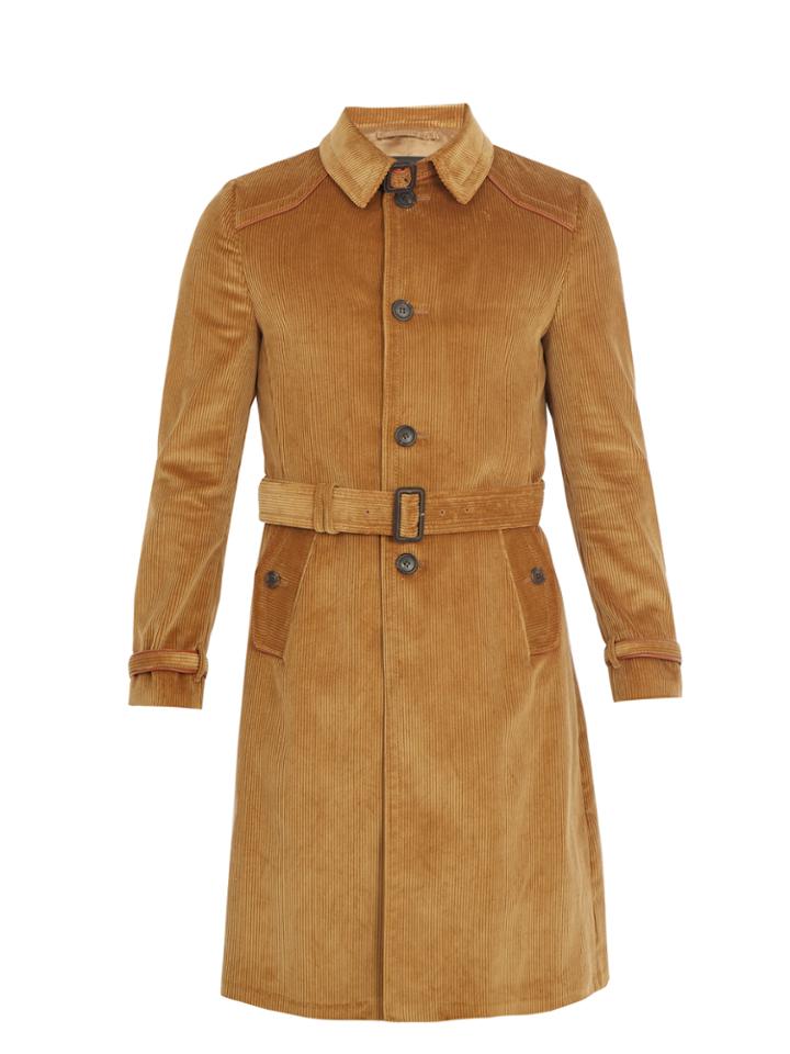 Prada Single-breasted Corduroy Overcoat