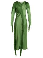 Matchesfashion.com Diane Von Furstenberg - V Neck Fringed Dress - Womens - Green