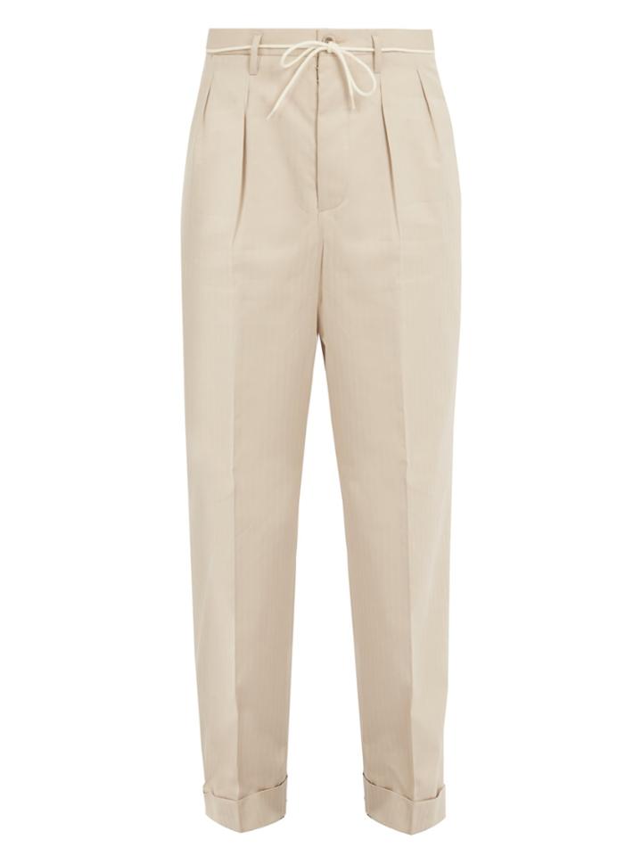 Maison Margiela Straight-leg Herringbone Cotton Trousers