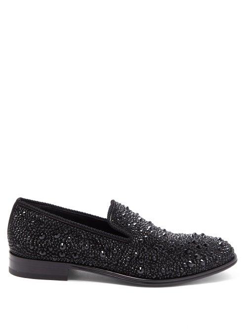 Matchesfashion.com Alexander Mcqueen - Crystal-embellished Leather Loafers - Mens - Black Multi
