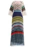 Missoni Round-neck Diamond-laddered Pleated-knit Dress