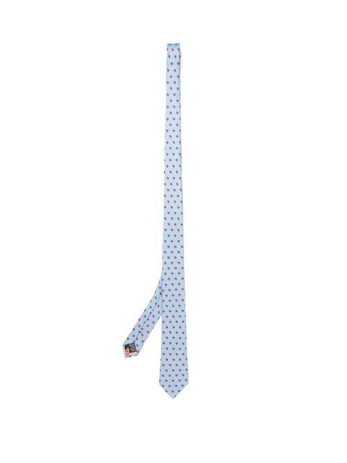 Matchesfashion.com Paul Smith - Jacquard Apple Motif Silk Faille Tie - Mens - Light Blue