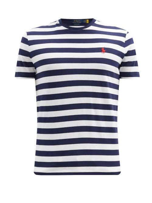 Matchesfashion.com Polo Ralph Lauren - Logo-embroidered Striped Cotton-jersey T-shirt - Mens - Navy White
