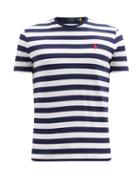 Matchesfashion.com Polo Ralph Lauren - Logo-embroidered Striped Cotton-jersey T-shirt - Mens - Navy White