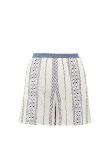 Matchesfashion.com Zeus + Dione - Ios Embroidered Voile Shorts - Womens - White Multi