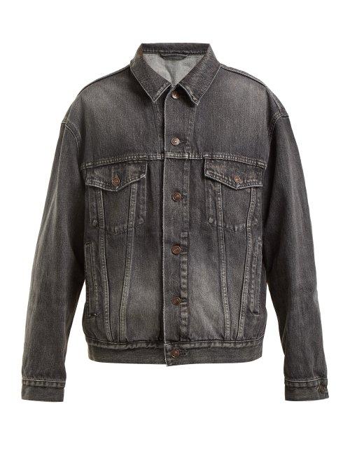 Matchesfashion.com Balenciaga - Logo Embossed Denim Jacket - Womens - Black