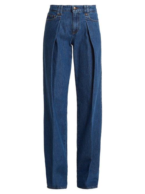 Matchesfashion.com Redvalentino - Pleated Wide Leg Jeans - Womens - Indigo