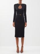 Versace - Cutout Ruched Jersey Midi Dress - Womens - Black