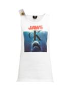 Matchesfashion.com Calvin Klein 205w39nyc - Jaws Print Ribbed Stretch Cotton Tank Top - Womens - White Multi