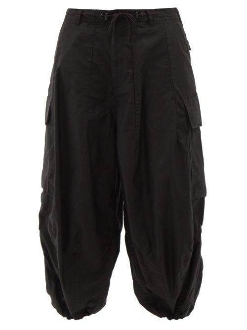 Needles - Drawstring-waist Cropped Cotton Cargo Trousers - Mens - Black