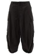 Needles - Drawstring-waist Cropped Cotton Cargo Trousers - Mens - Black