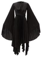 A.w.a.k.e. Mode - Asymmetric Pleated Crepe Dress - Womens - Black