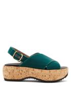 Marni Cross-strap Slingback Velvet Flatform Sandals