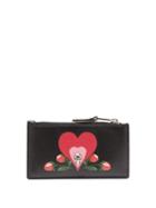 Matchesfashion.com Alexander Mcqueen - Skull And Heart-print Leather Zipped Cardholder - Womens - Black Multi