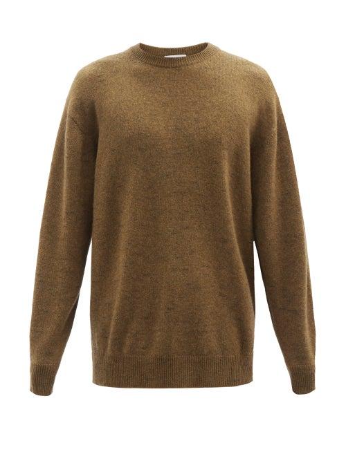 Mens Rtw Raey - Crew-neck Slubbed Cashmere Sweater - Mens - Dark Yellow