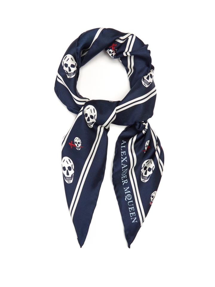 Alexander Mcqueen Sweetheart Skull-print Silk-twill Scarf