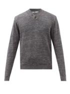 Inis Mein - Hurler V-neck Linen Sweater - Mens - Dark Grey
