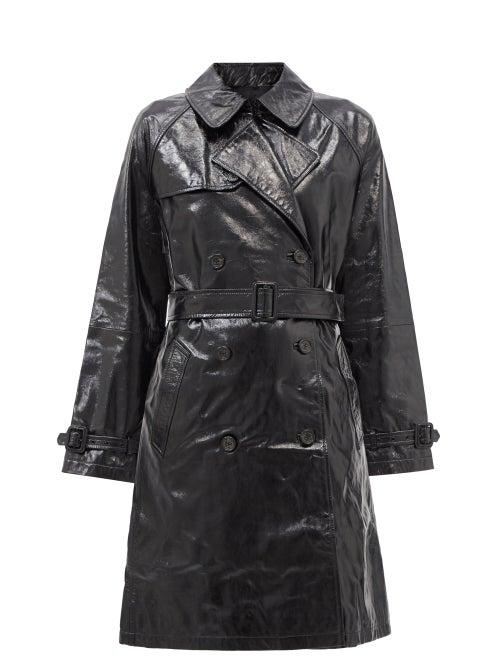 Nili Lotan - Corey Crinkled-leather Trench Coat - Womens - Black