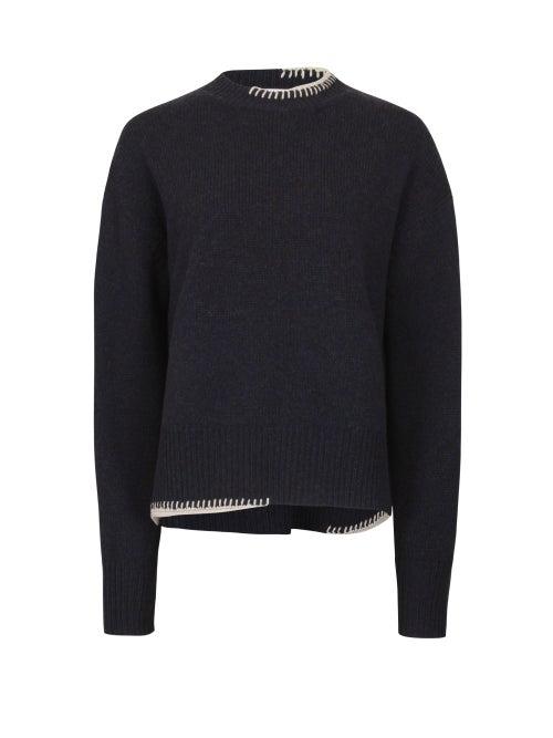 Ladies Rtw Rejina Pyo - Sloane Whipstitched Sweater - Womens - Navy
