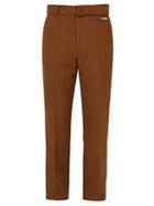 Matchesfashion.com Prada - Belted Mohair Blend Straight Leg Trousers - Mens - Brown