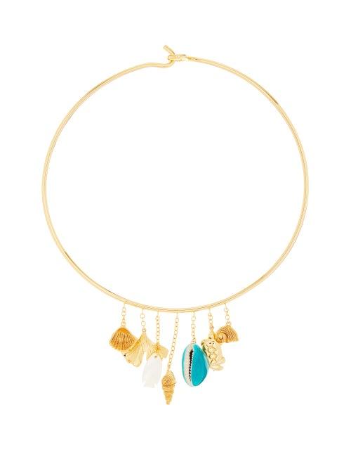 Matchesfashion.com Aurlie Bidermann - Aguas Shell-charm Gold-plated Choker Necklace - Womens - Gold