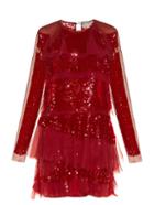 Lanvin Long-sleeved Tiered Sequin Dress